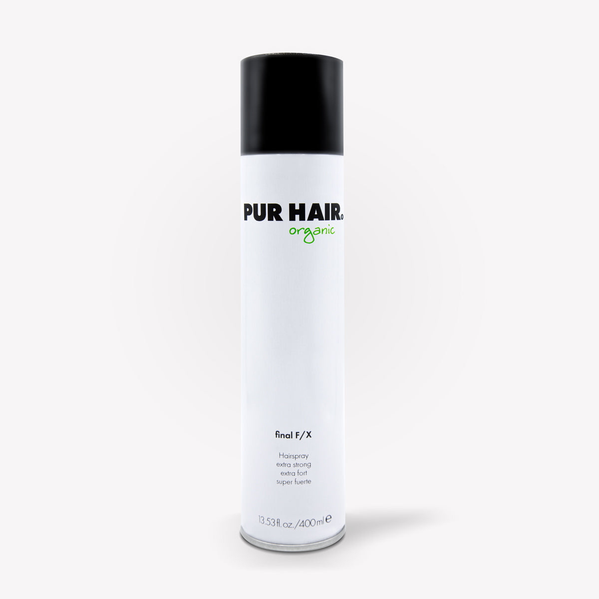 PUR HAIR Organic Final F/X 400 ml Haarspray in Weiß mit schwarzem Deckel