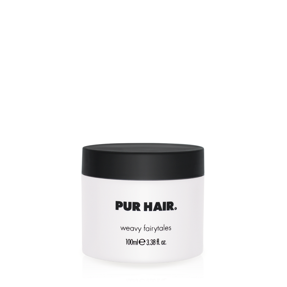PUR HAIR Weavy Fairytales in runder weißer Dose mit schwarzem Schraubdeckel, 100 ml
