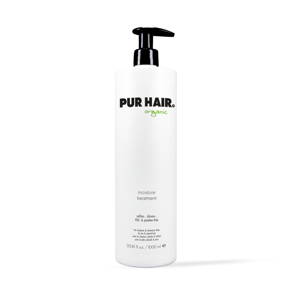 PUR HAIR Organic Moisture Treatment, 1000 ml Flasche in Weiß mit schwarzem Pumpspender