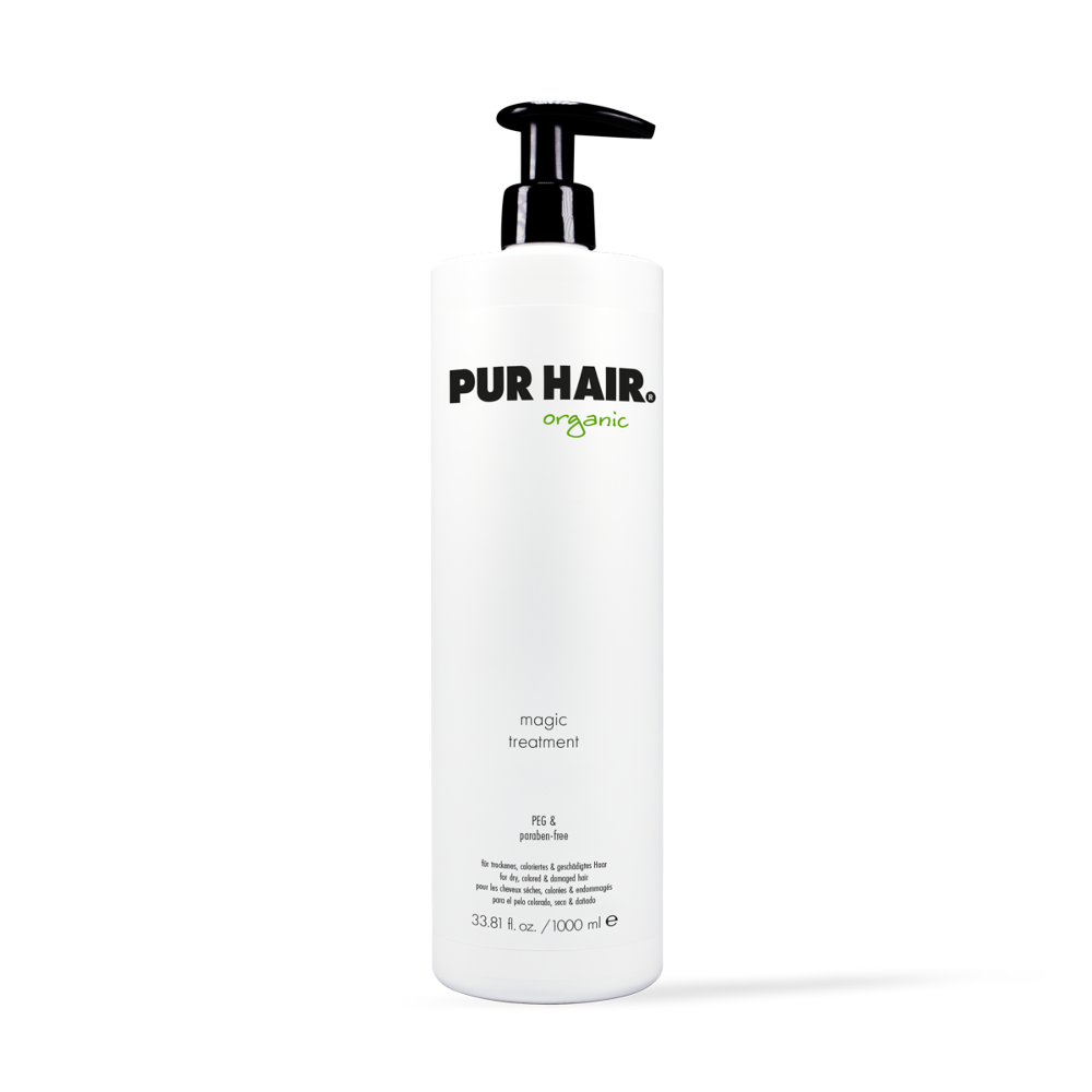 PUR HAIR Organic Magic Treatment, 1000 ml Flasche in Weiß mit schwarzem Pumpspender
