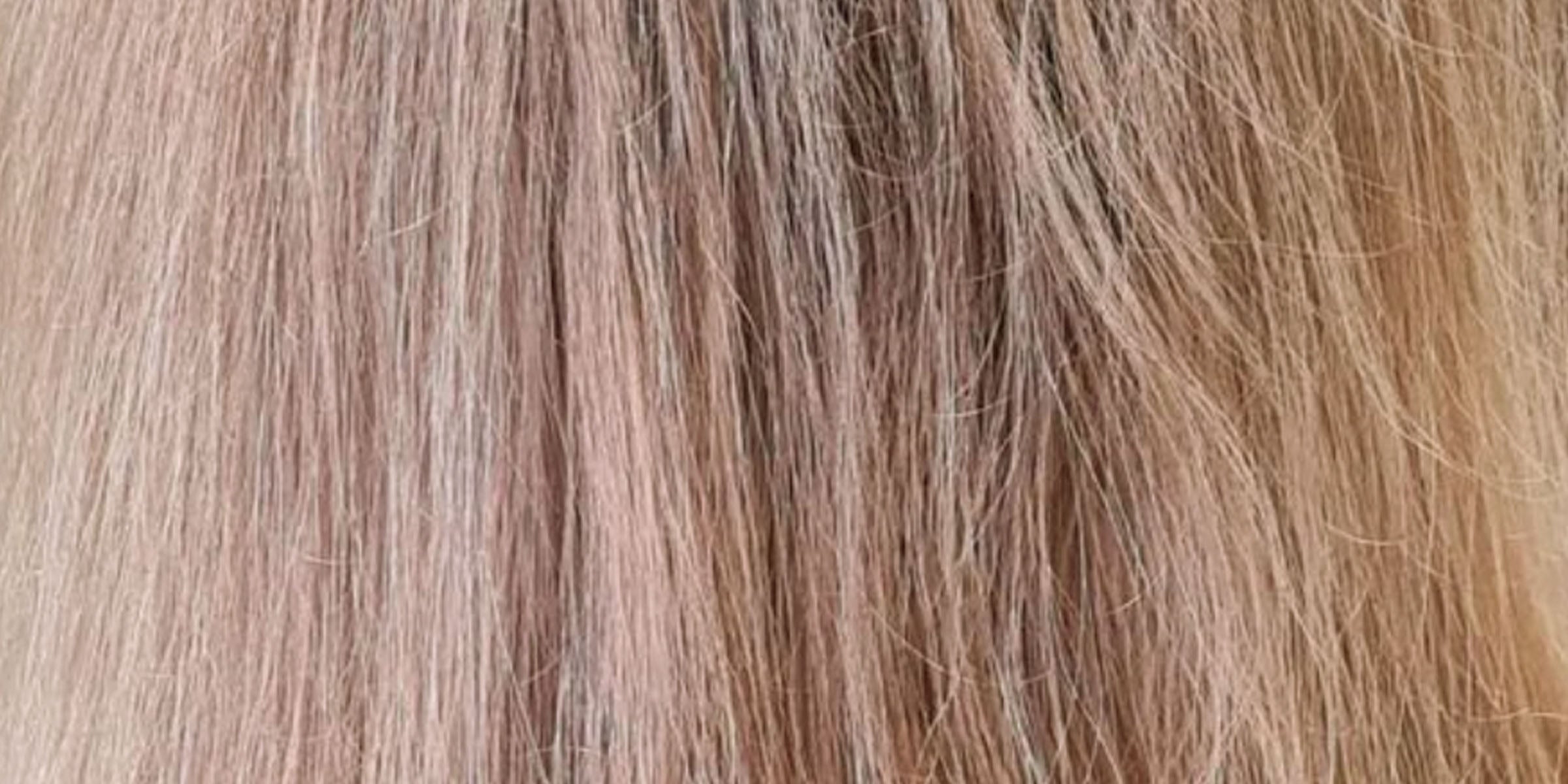 Blondiertes Haar, ausgetrocknet und brüchig in der Struktur.