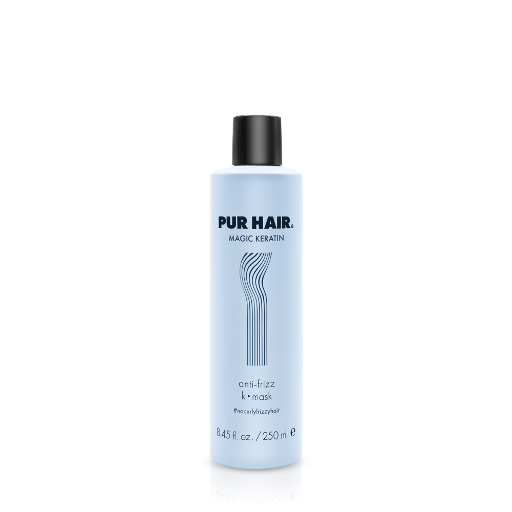 PUR HAIR Magic Keratin K-Mask, 250 ml Flasche in hellblau mit schwarzem Deckel
