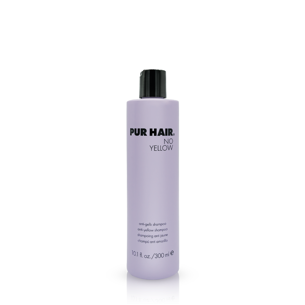 PUR HAIR No Yellow Shampoo, 300 ml Flasche in flieder mit schwarzem Deckel