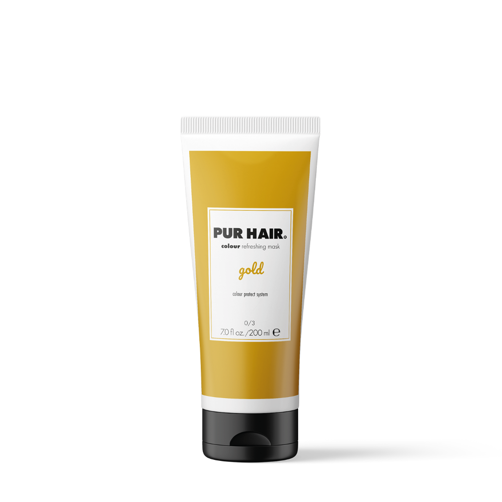 PUR HAIR Colour Refreshing Mask gold – Farbauffrischende Haarmaske in goldener 200 ml Tube mit schwarzem Klappverschluss