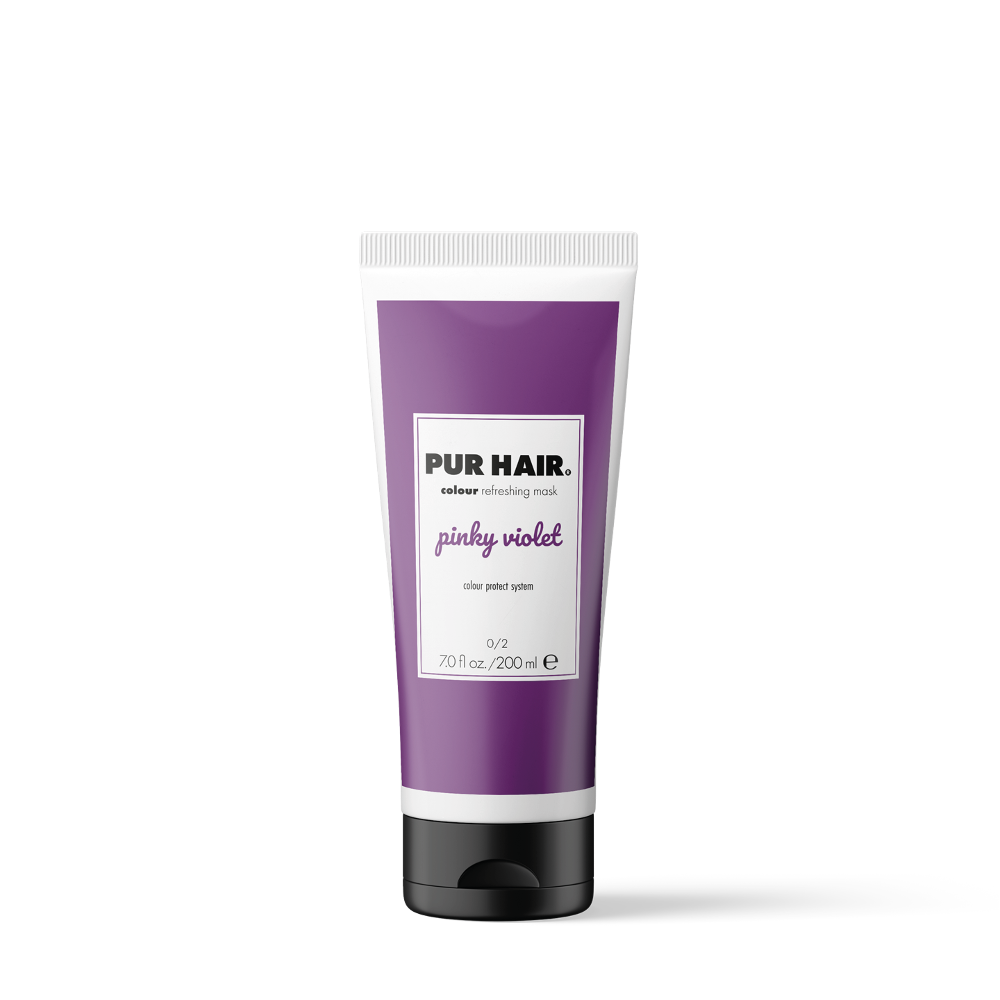PUR HAIR Colour Refreshing Mask Pinky Violet – Farbauffrischende Haarmaske in violetter 200 ml Tube mit schwarzem Klappverschluss