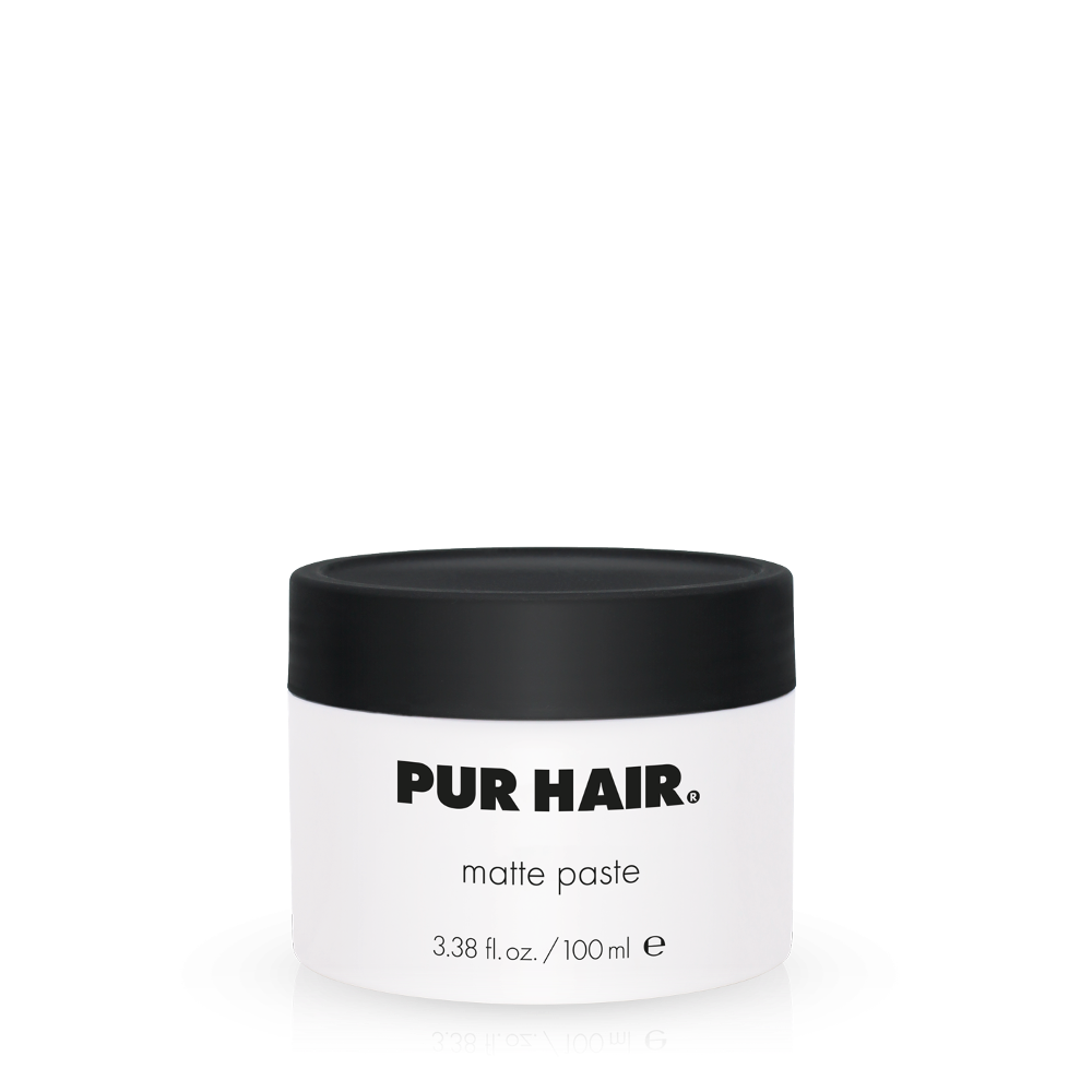 PUR HAIR Matte Paste in runder weißer Dose mit schwarzem Schraubdeckel, 100 ml