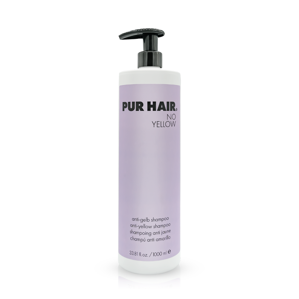 PUR HAIR No Yellow Shampoo, 1000 ml Flasche in flieder mit schwarzem Pumpspender
